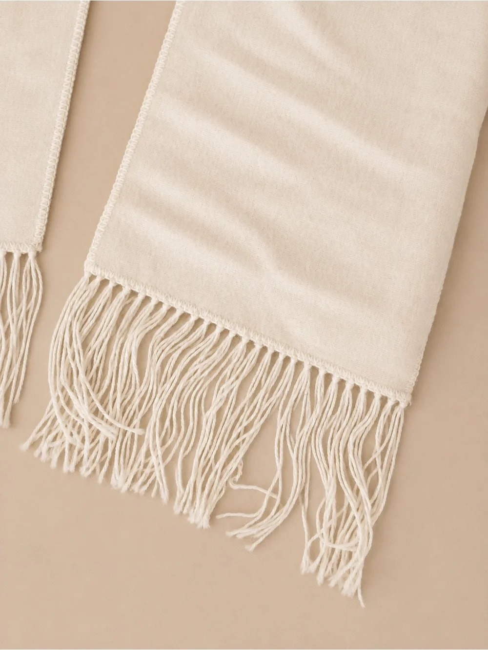 Capchatex Peru 100% Alpaca Ivory Fringe Scarf Made in Peru Soft Luxury Wrap